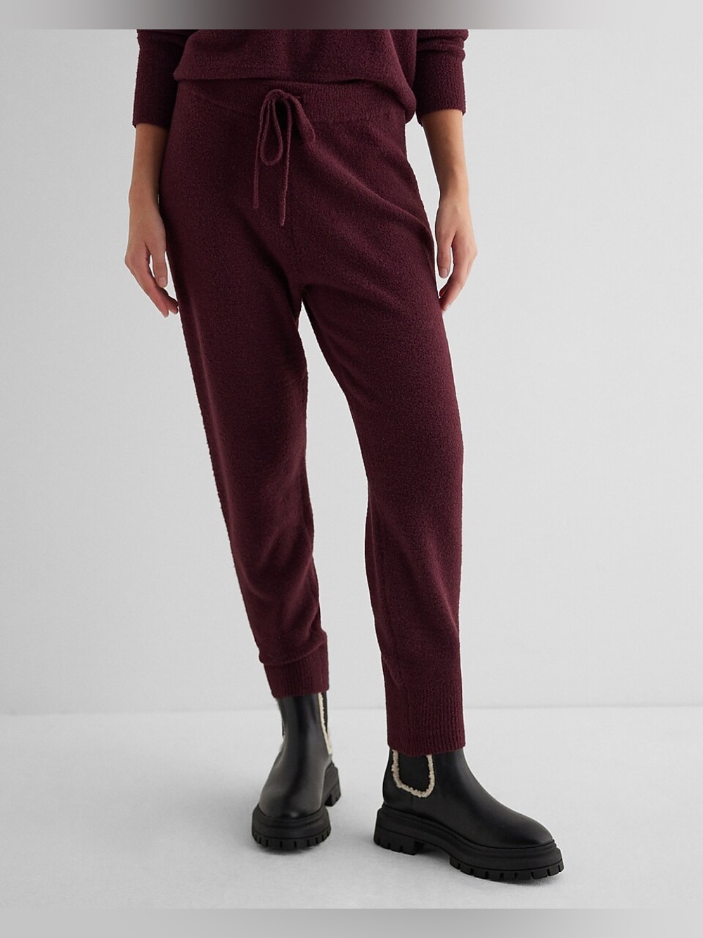 Express Burgundy Knit Drawstring Joggers